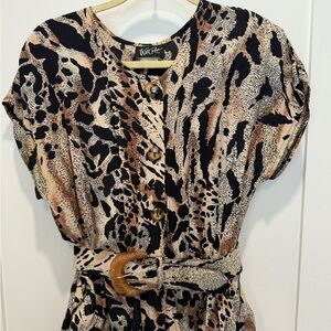 Animal Print Button-Down Dress